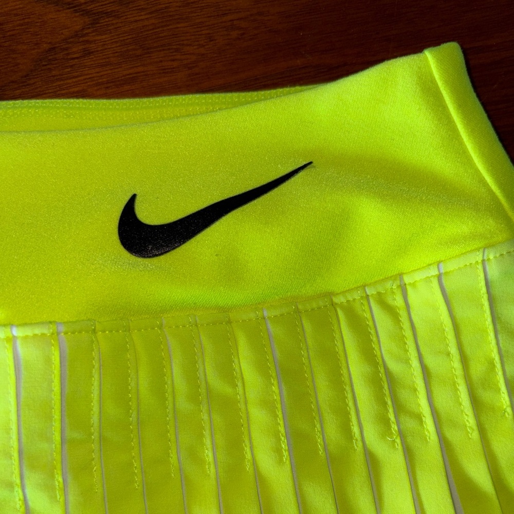 Nike Women's Neon Yellow and White Pleated Skater Skirt - Picture 3 of 6